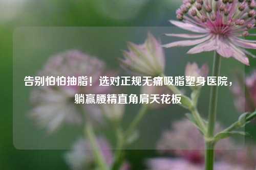 告别怕怕抽脂!选对正规无痛吸脂塑身医院,躺赢腰精直角肩天花板