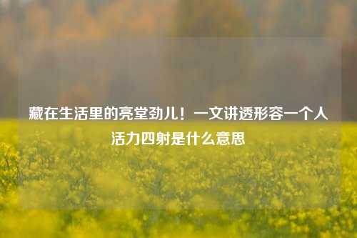 藏在生活里的亮堂劲儿!一文讲透形容一个人活力四射是什么意思