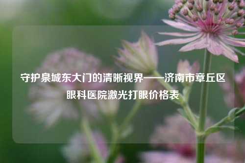 守护泉城东大门的清晰视界——济南市章丘区眼科医院激光打眼价格表