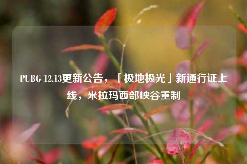 PUBG 12.13更新公告,「极地极光」新通行证上线,米拉玛西部峡谷重制
