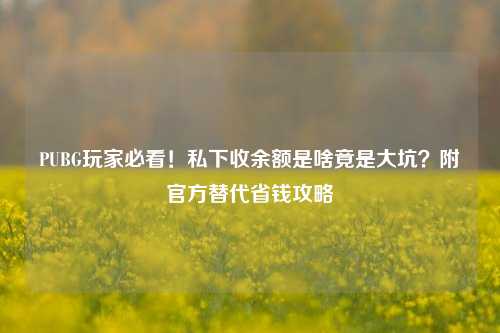 PUBG玩家必看!私下收余额是啥竟是大坑?附官方替代省钱攻略