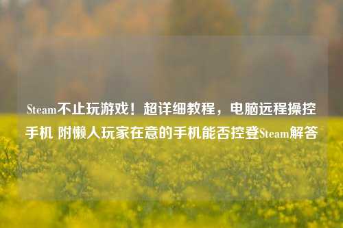 Steam不止玩游戏!超详细教程,电脑远程操控手机 附懒人玩家在意的手机能否控登Steam解答