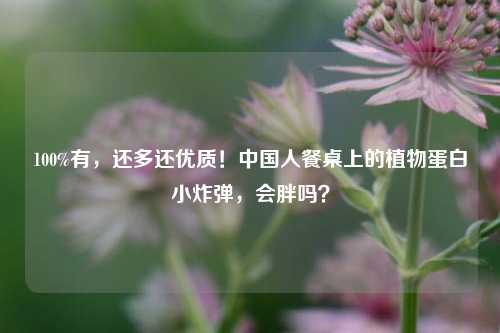 100%有,还多还优质!中国人餐桌上的植物蛋白小炸弹,会胖吗?