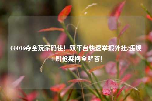 COD16夺金玩家码住!双平台快速举报外挂/违规+刷枪疑问全解答!