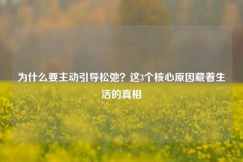为什么要主动引导松弛?这3个核心原因藏着生活的真相