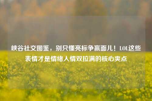 峡谷社交图鉴,别只懂亮标争赢面儿!LOL这些表情才是情绪人情双拉满的核心爽点