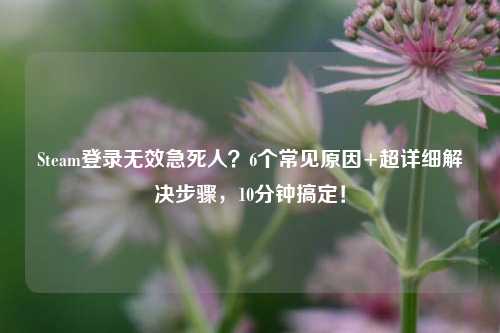 Steam登录无效急死人？6个常见原因+超详细解决步骤，10分钟搞定！