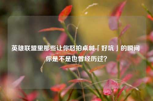 英雄联盟里那些让你怒拍桌喊「好坑」的瞬间 你是不是也曾经历过?