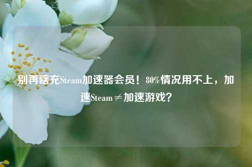 别再瞎充Steam加速器会员!80%情况用不上,加速Steam≠加速游戏?