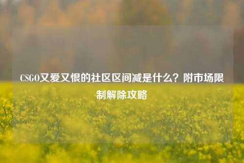 CSGO又爱又恨的社区区间减是什么?附市场限制解除攻略