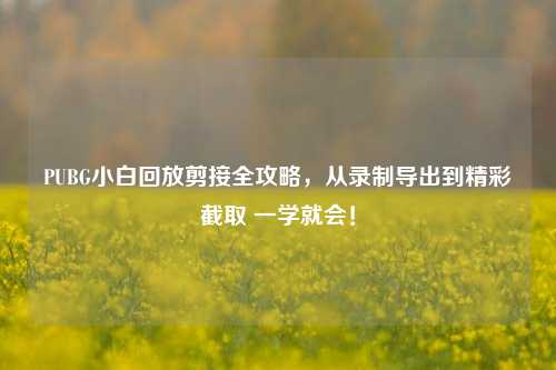 PUBG小白回放剪接全攻略,从录制导出到精彩截取 一学就会!