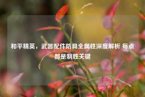 和平精英，武器配件防具全属性深度解析 每点都是制胜关键