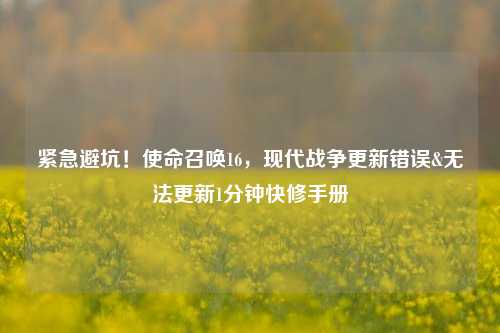 紧急避坑！使命召唤16，现代战争更新错误&无法更新1分钟快修手册