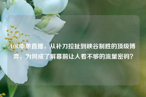 LOL中单直播,从补刀拉扯到峡谷制胜的顶级博弈,为何成了屏幕前让人看不够的流量密码?