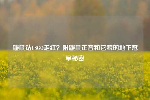 鼹鼠钻CSGO走红?附鼹鼠正音和它藏的地下冠军秘密