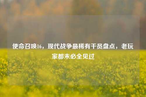 使命召唤16,现代战争最稀有干员盘点,老玩家都未必全见过