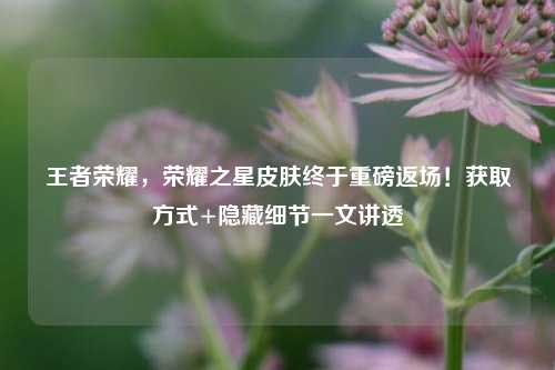 王者荣耀，荣耀之星皮肤终于重磅返场！获取方式+隐藏细节一文讲透