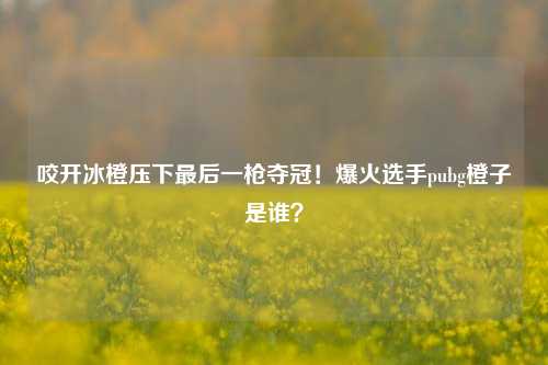 咬开冰橙压下最后一枪夺冠!爆火选手pubg橙子是谁?